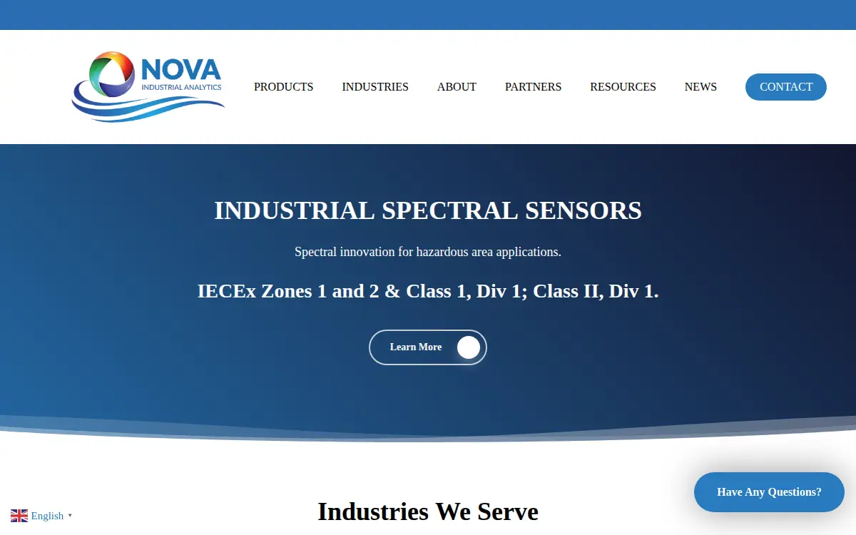 Homepage of Nova Industrial Analytics LLC