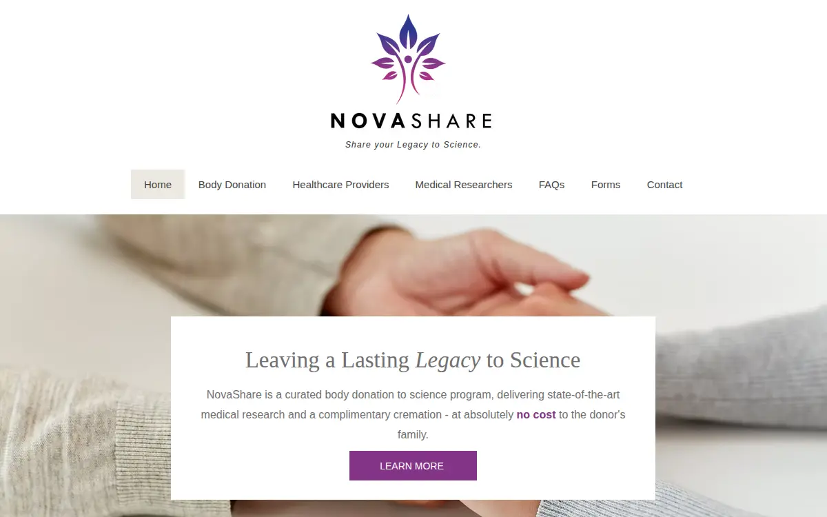 Homepage of Novashare Donation LLC
