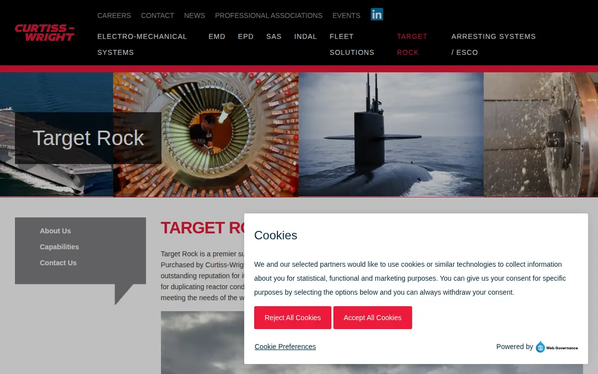 Homepage of Curtiss-wright Flow Control Corporation