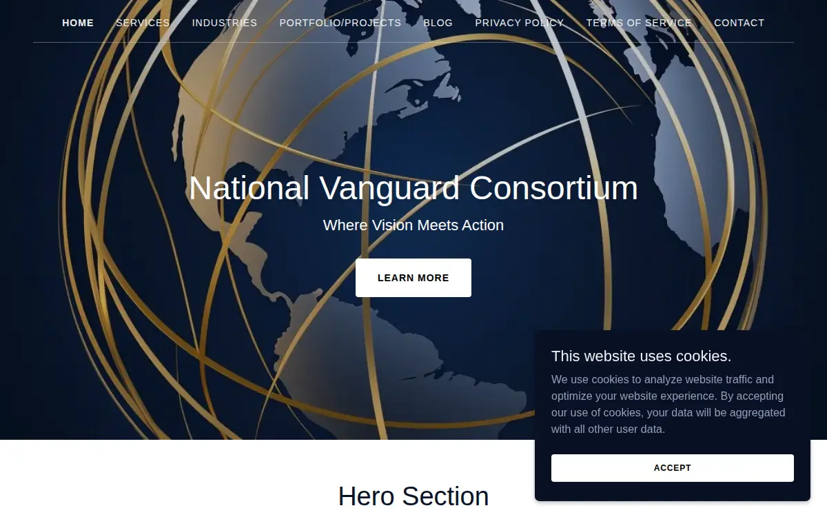 Homepage of National Vanguard Consortium, LLC