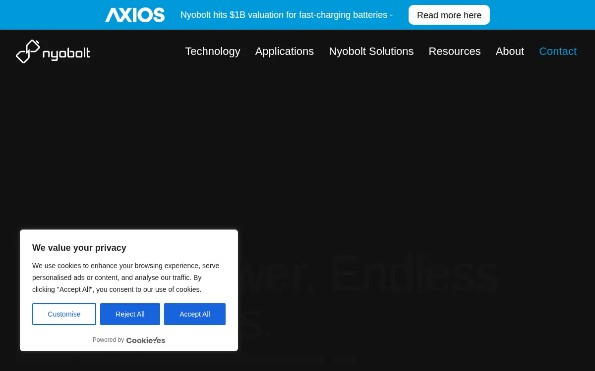 Homepage of Nyobolt INC