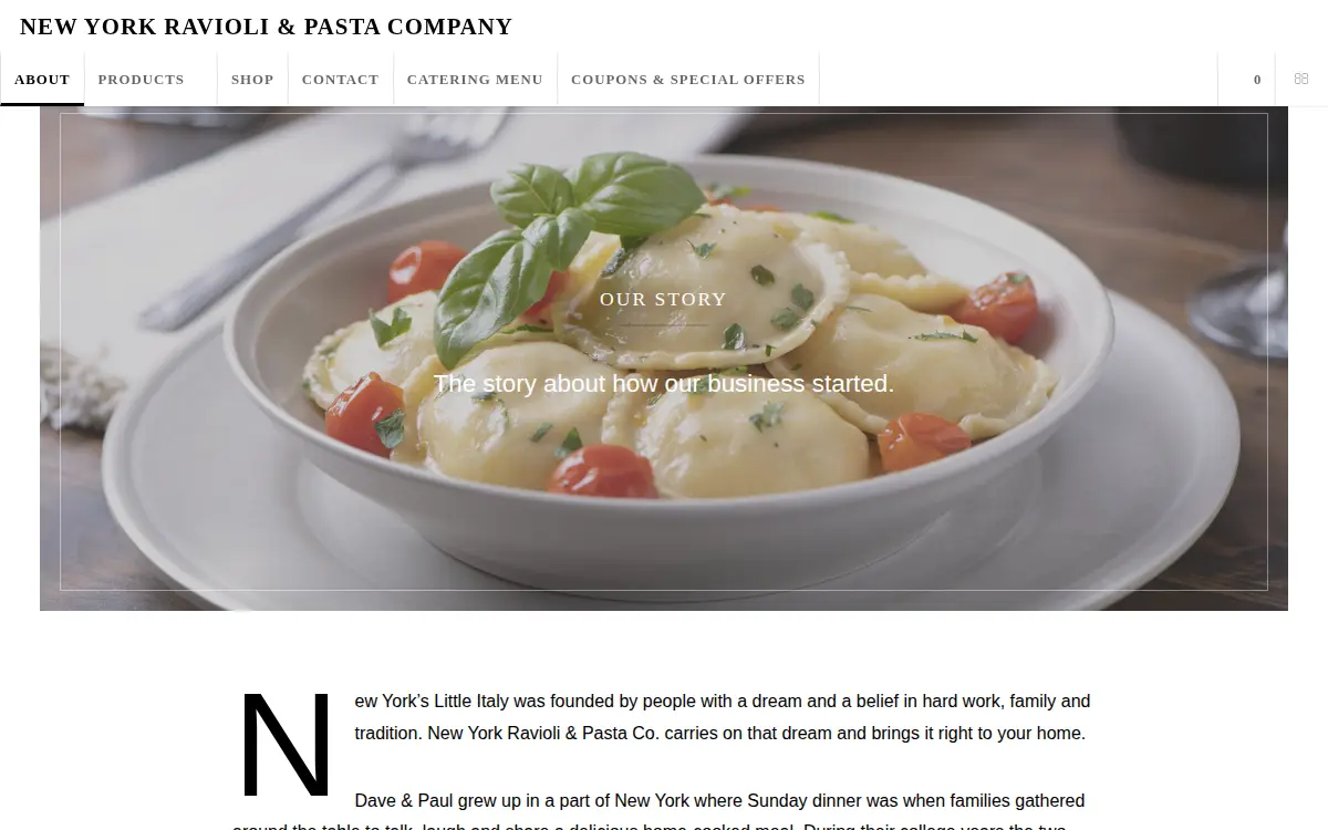 Homepage of New York Ravioli & Pasta CO INC