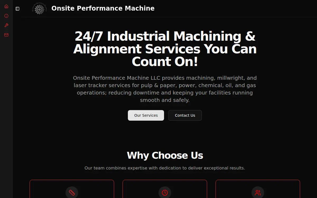 Homepage of Onsite Performance Machine, LLC