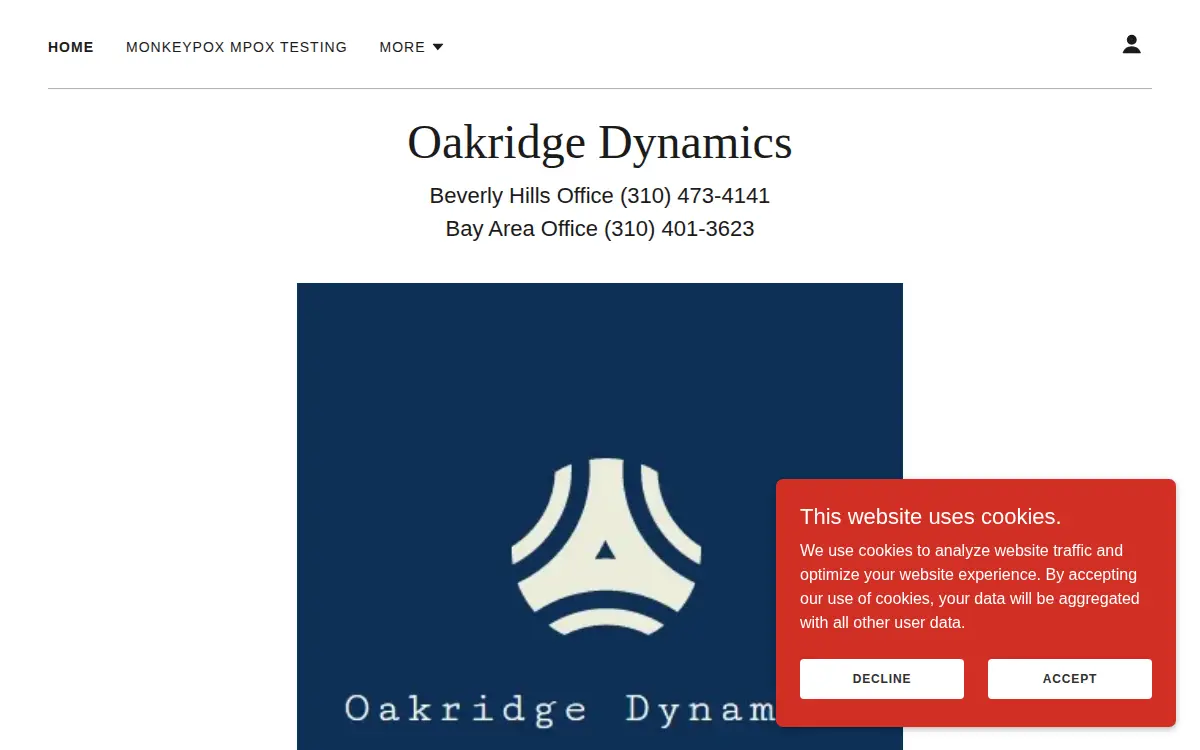 Homepage of Oakridge Dynamics LLC