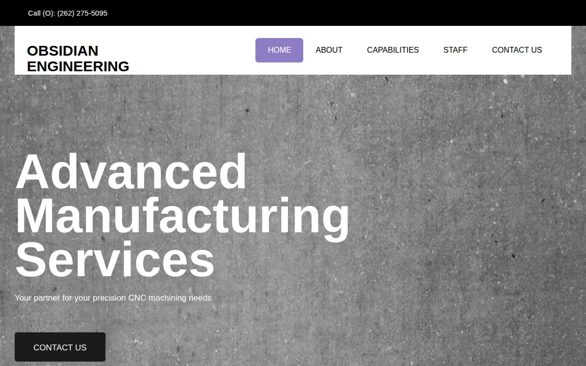 Homepage of Obsidian Engineering, LLC