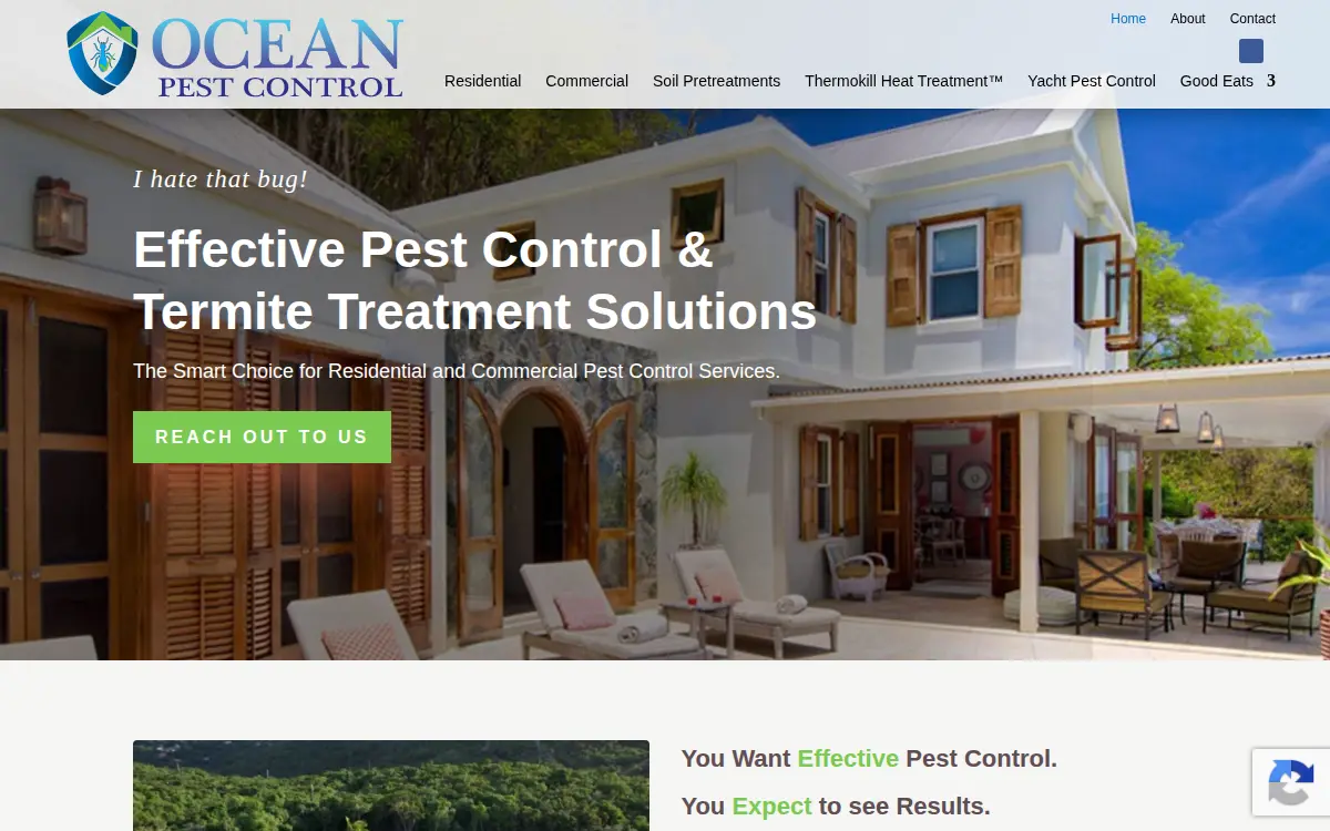 Homepage of Ocean Pest Control, LLC
