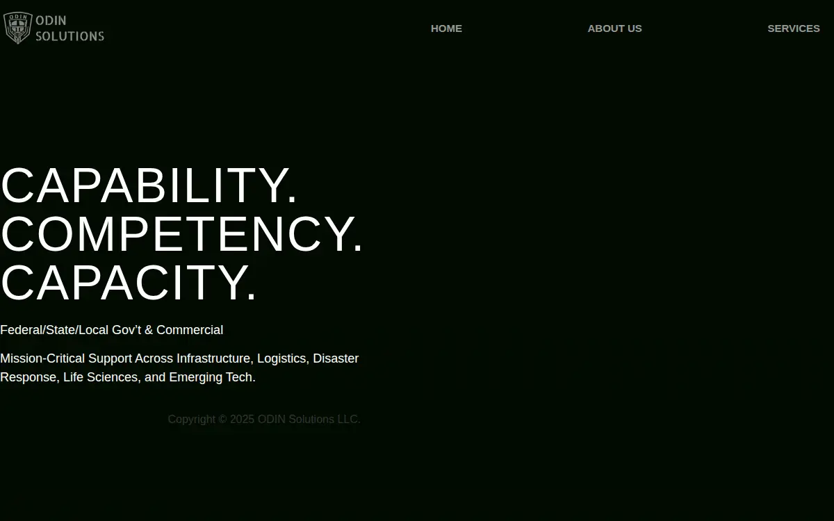 Homepage of Odin Solutions LLC