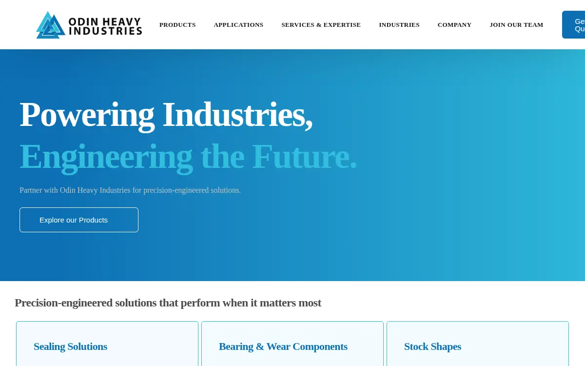 Homepage of Odin Heavy Industries, LLC