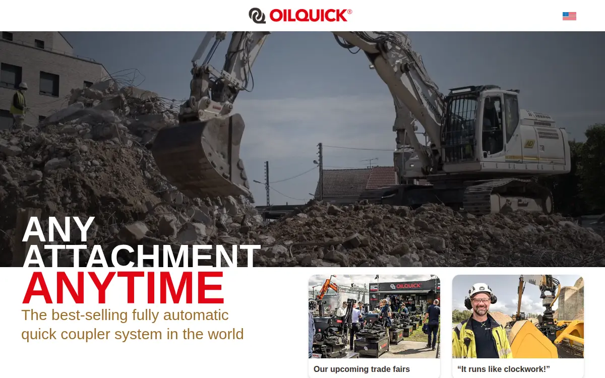 Homepage of Oilquick Americas, LLC.