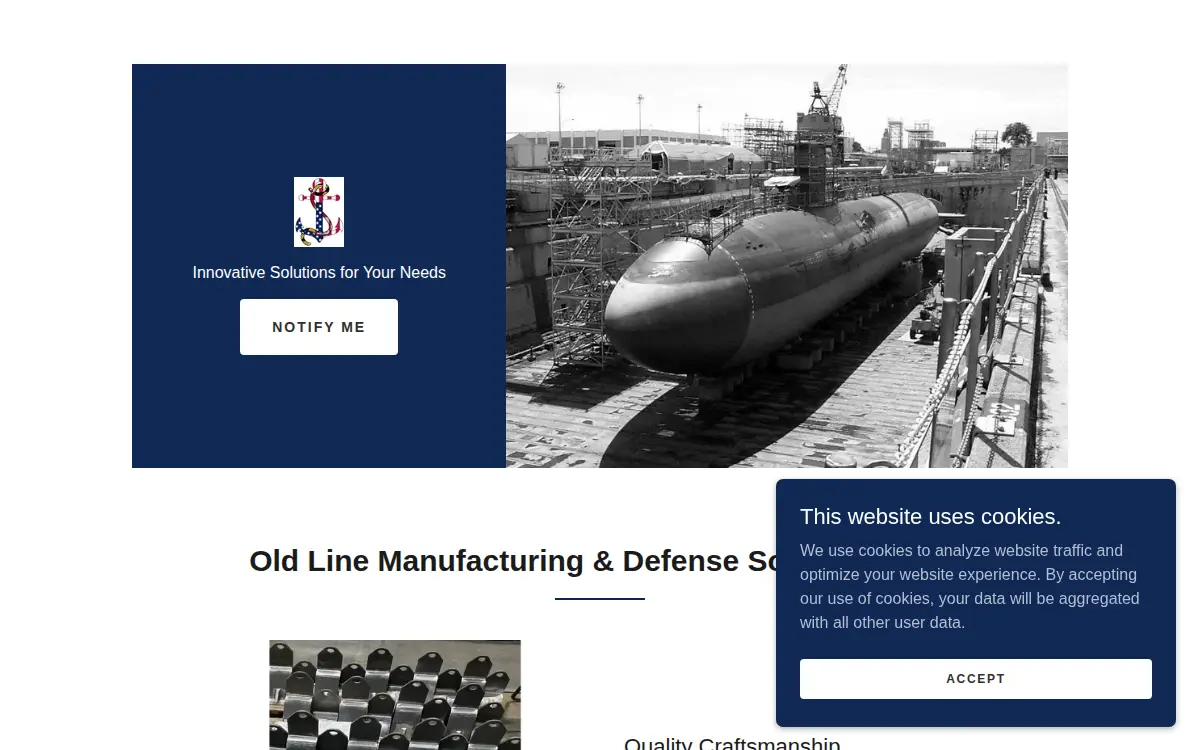 Homepage of Old Line Manufacturing and Defense Solutions LLC