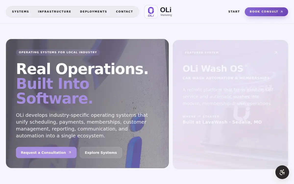Homepage of Oli Marketing, LLC