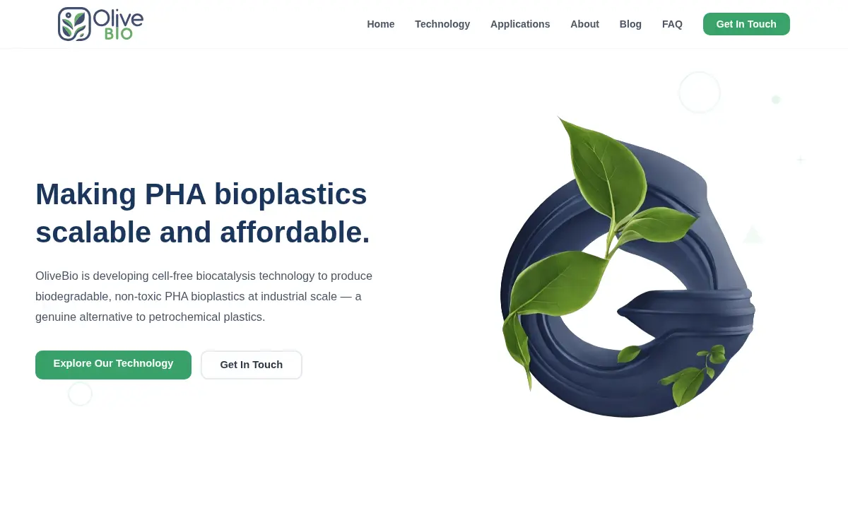 Homepage of Olive Bio, LLC