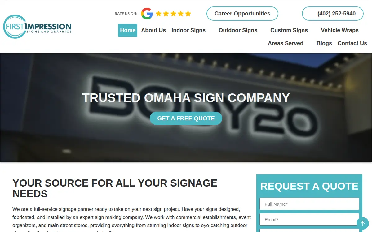 Homepage of First Impression Signs and Graphics INC