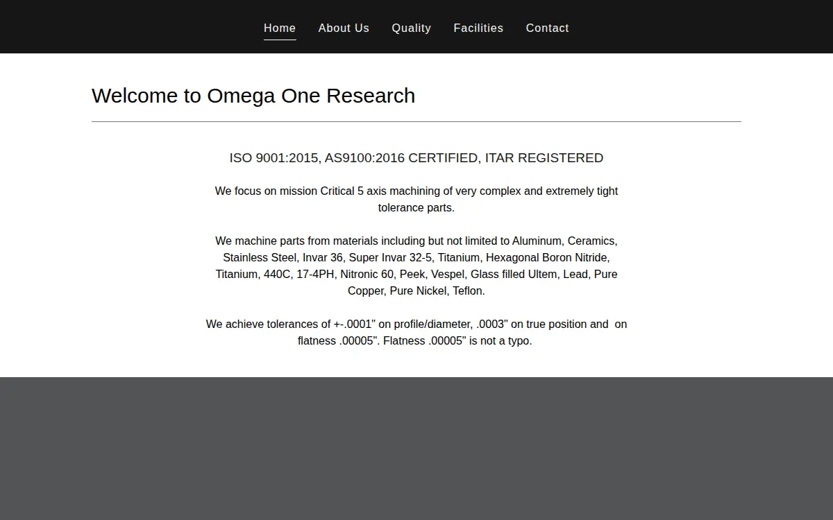 Homepage of Omega One Research, INC