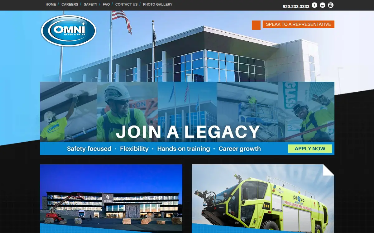Homepage of Omni Glass & Paint, INC.