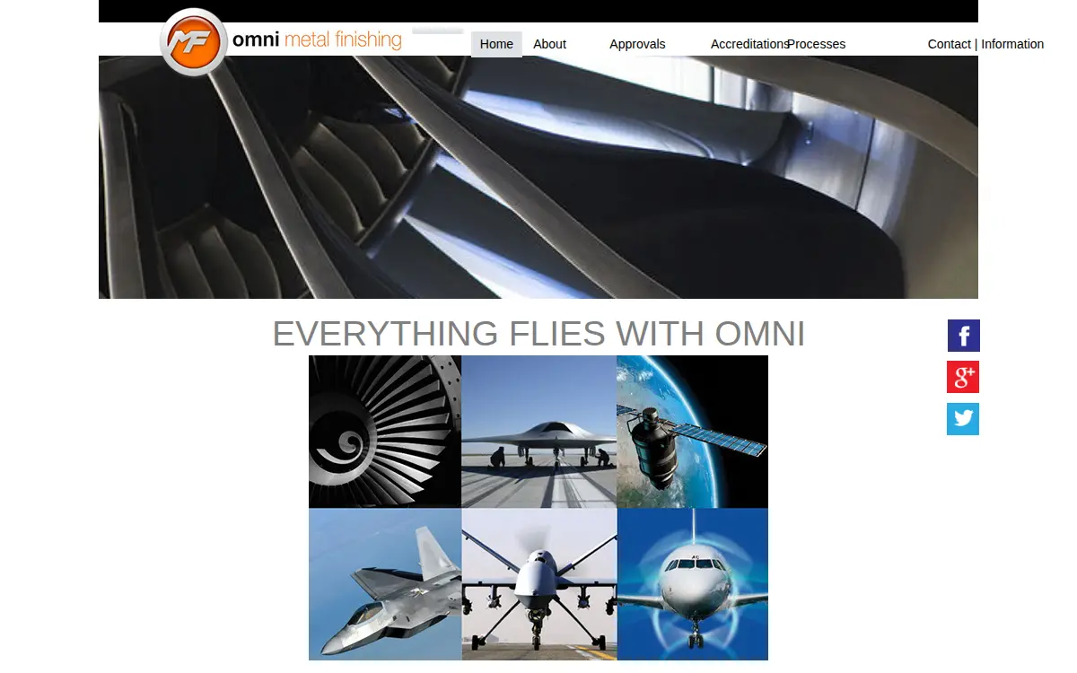 Homepage of Omni Metal Finishing, INC.