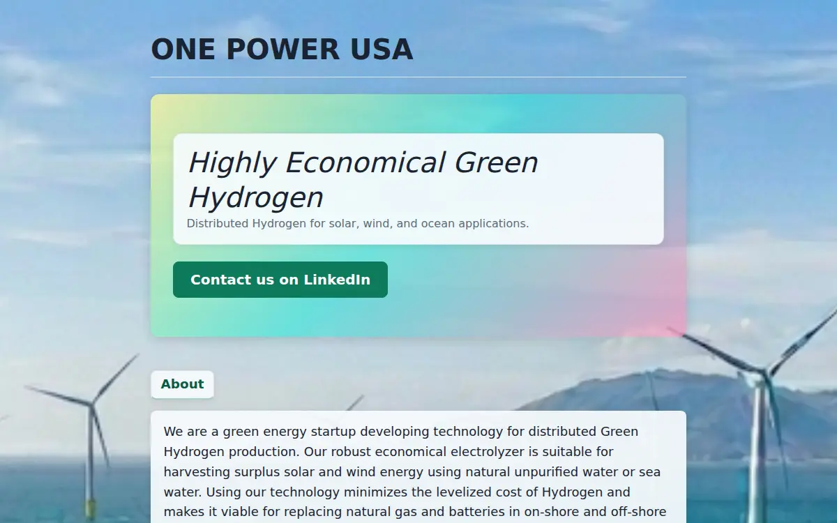 Homepage of One Power USA LLC