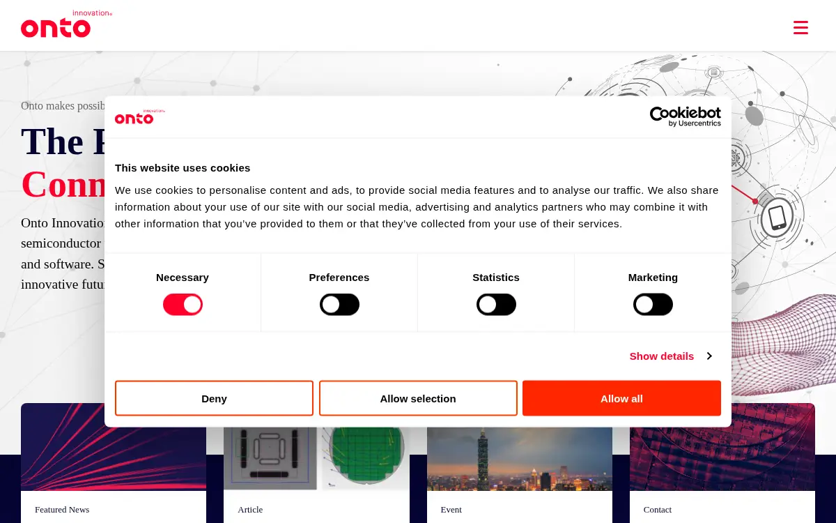 Homepage of Onto Innovation INC