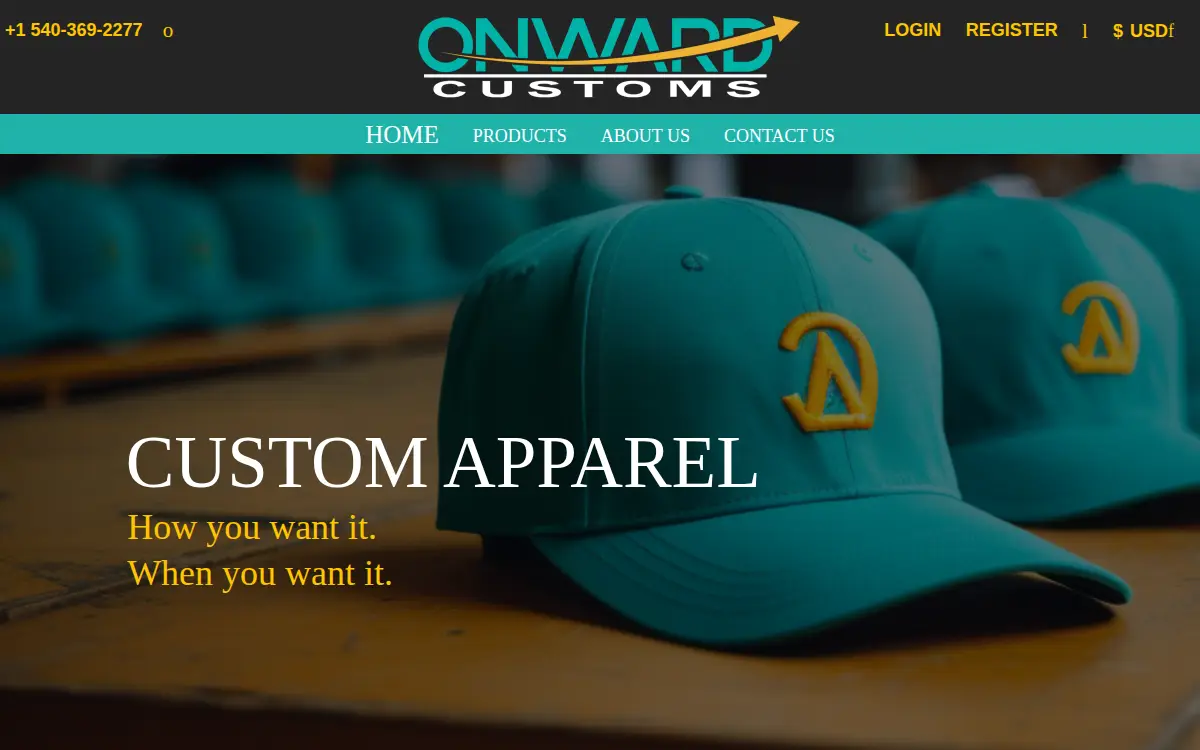 Homepage of Onward Customs LLC
