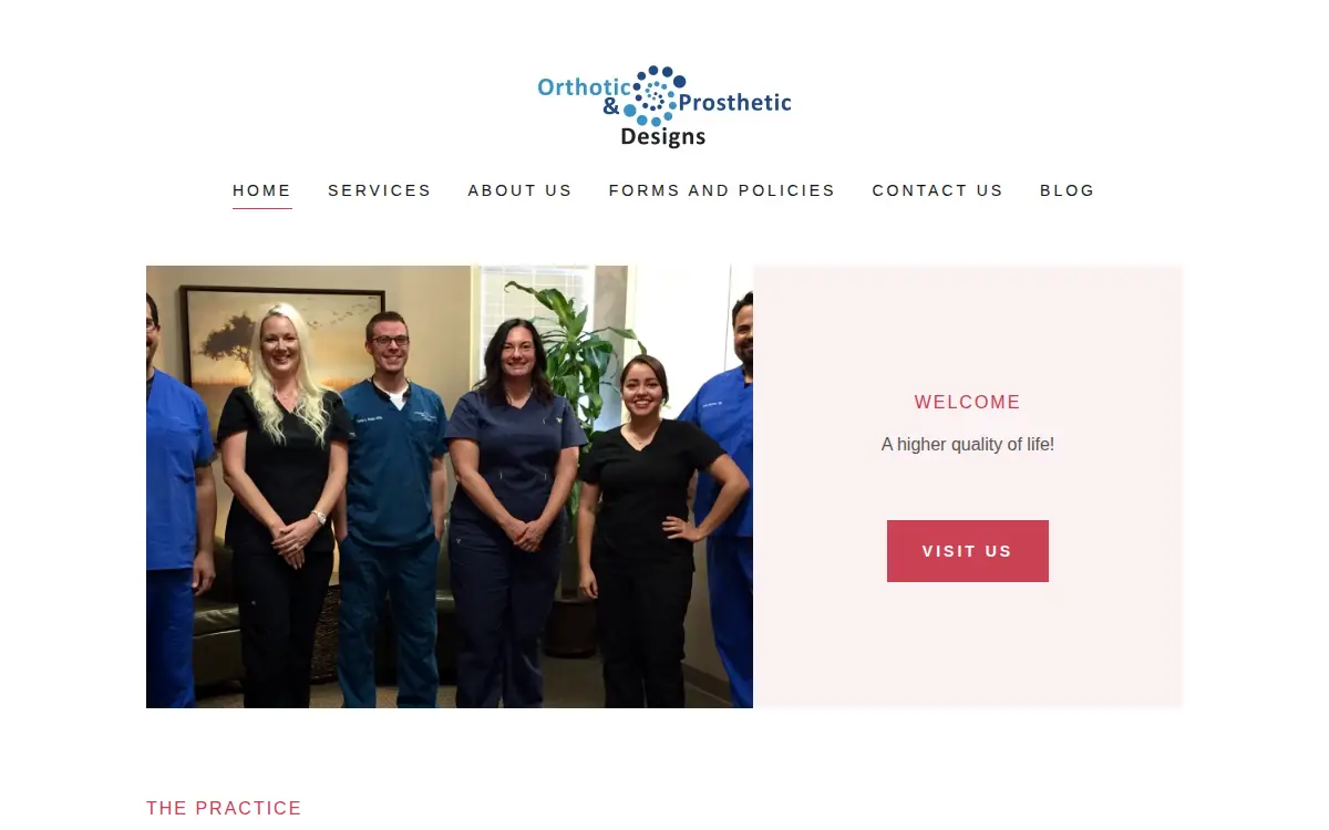 Homepage of Orthotic & Prosthetic Designs, LLC