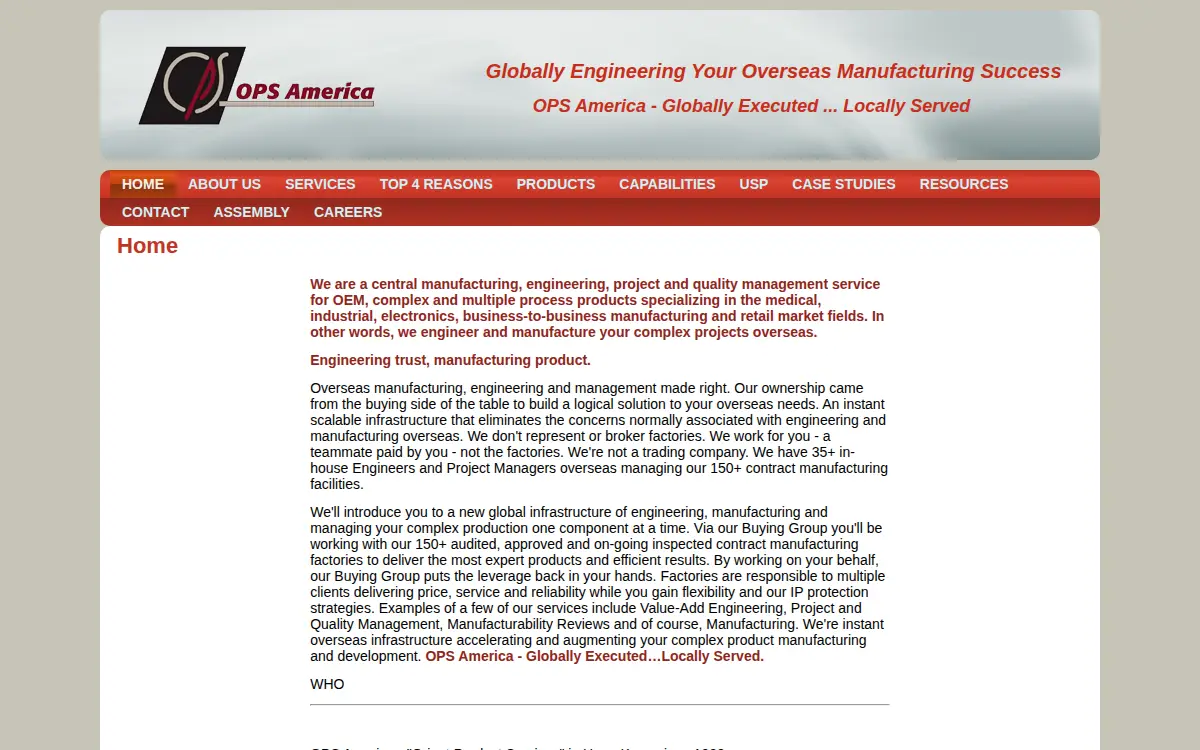 Homepage of Ops America INC