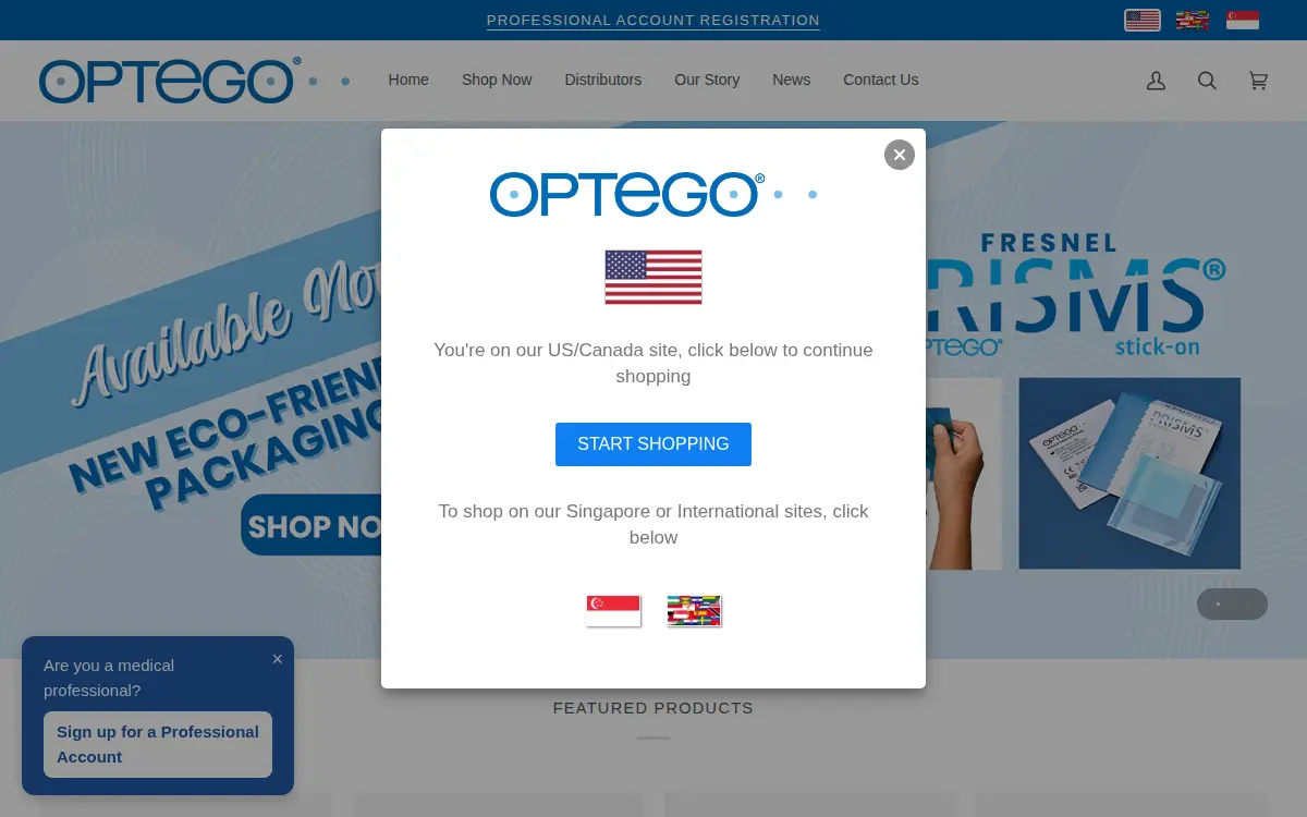Homepage of Optego Vision USA INC