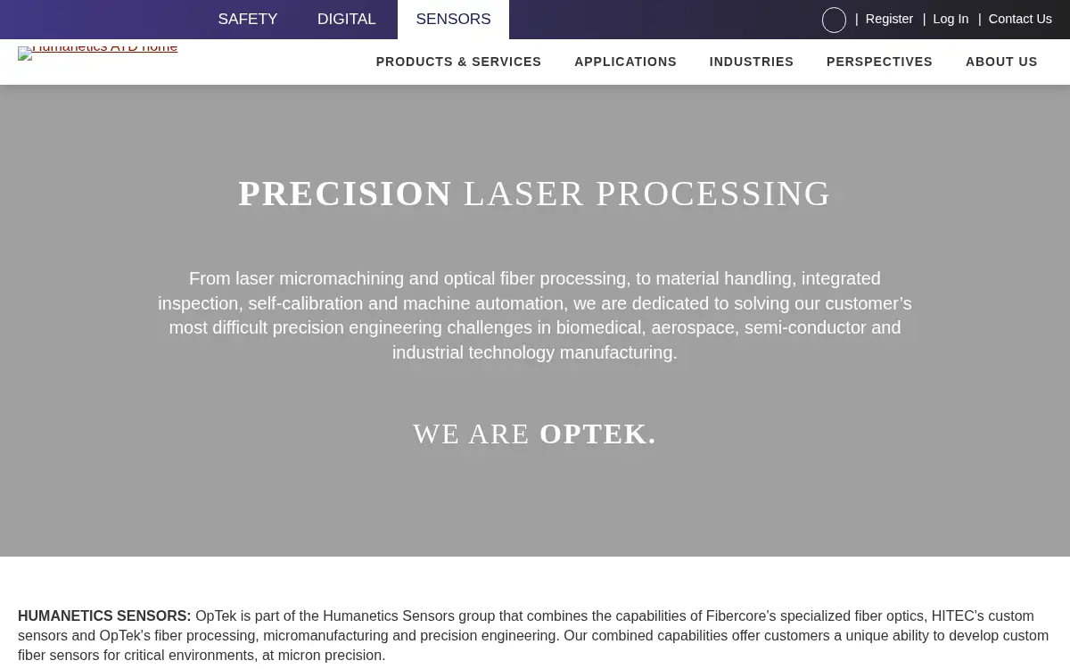 Homepage of Optek Systems, INC.