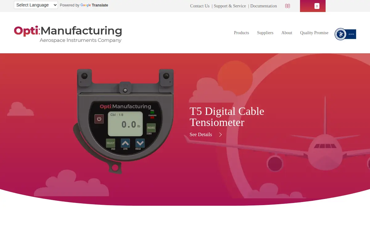 Homepage of Opti Manufacturing Corporation