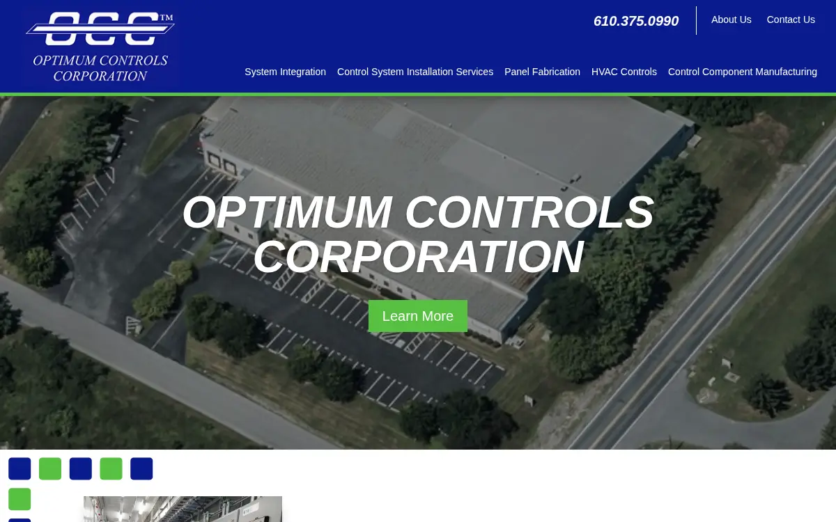 Homepage of Optimum Controls Corporation