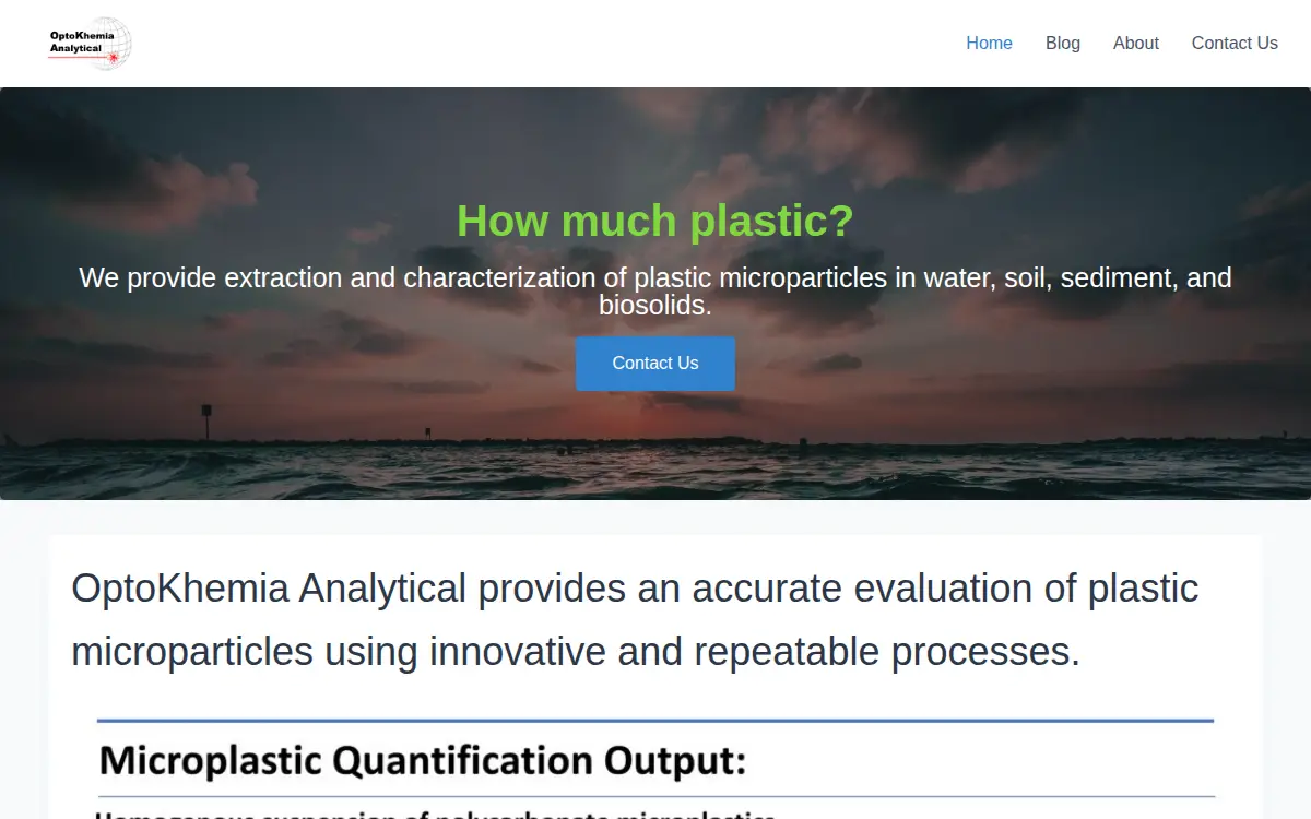 Homepage of Optokhemia Analytical, LLC