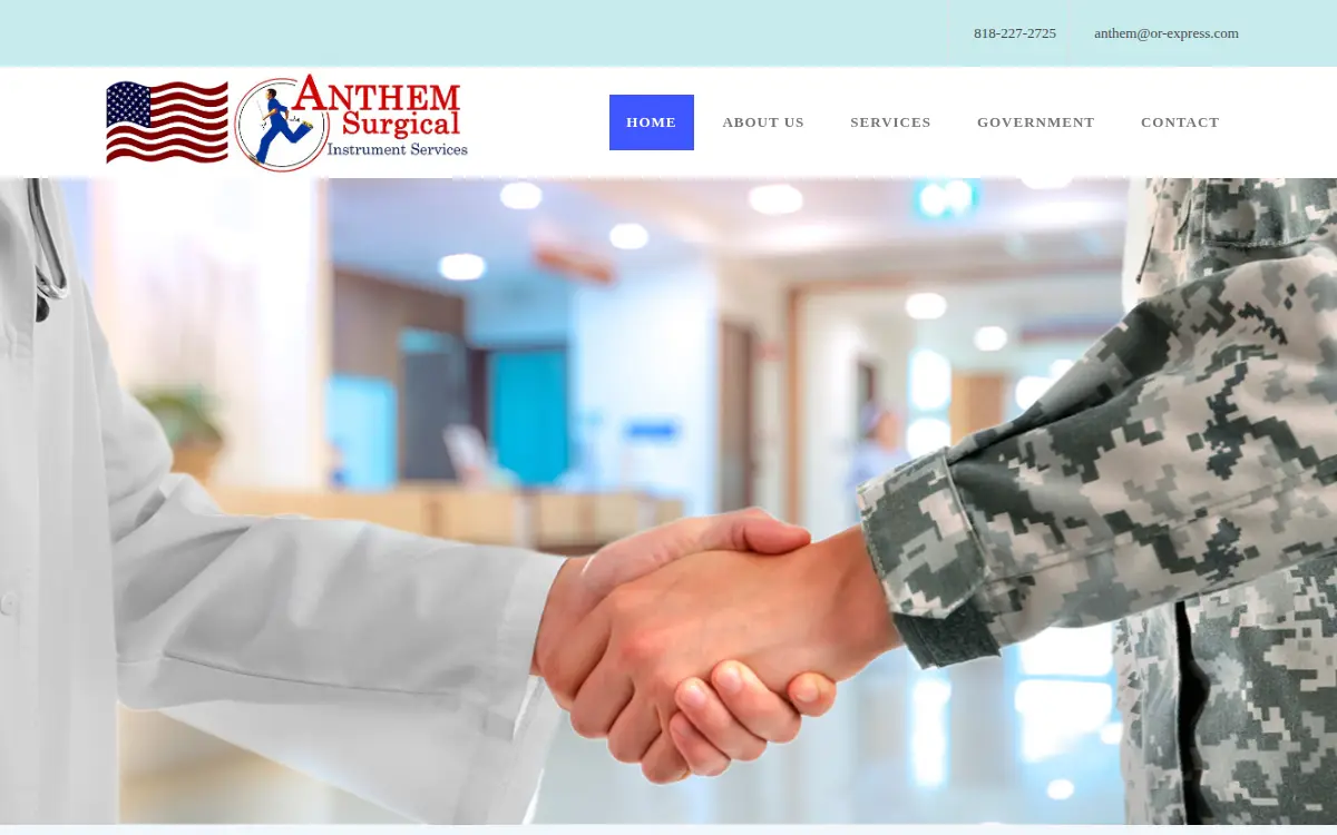 Homepage of Anthem Surgical Instrument Services