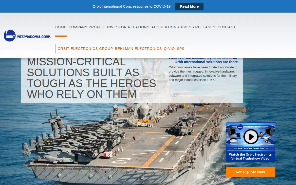 Homepage of Orbit International CORP.