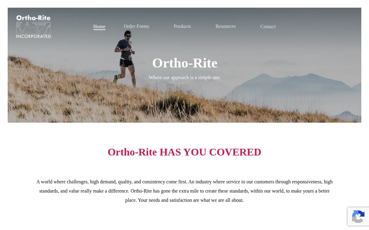 Homepage of Ortho Rite, INC