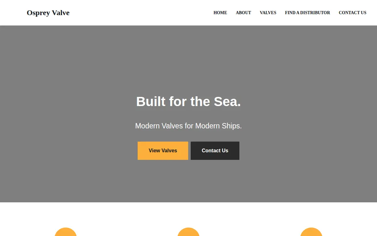 Homepage of Osprey Valve LLC
