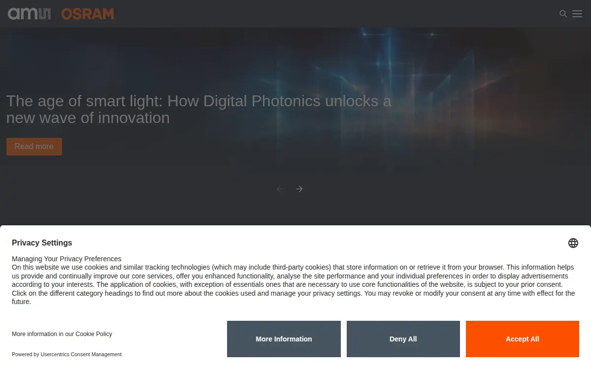 Homepage of Ams-osram USA INC.