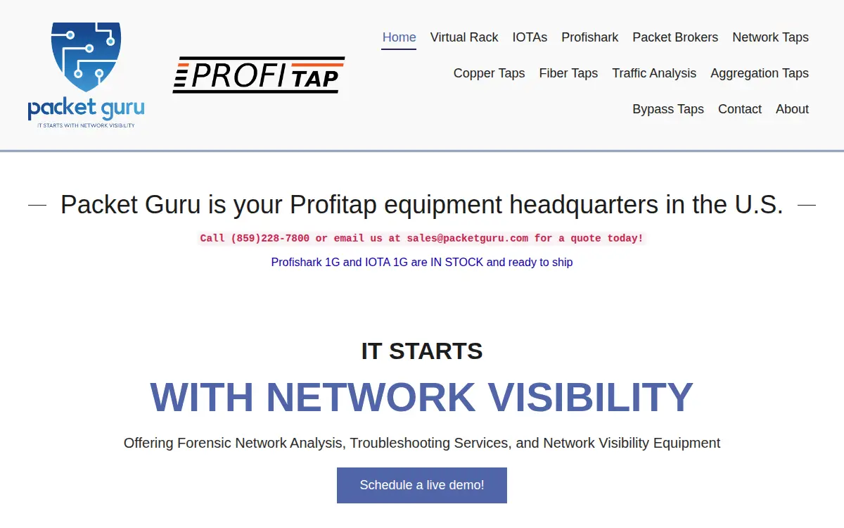 Homepage of Packet Guru LLC