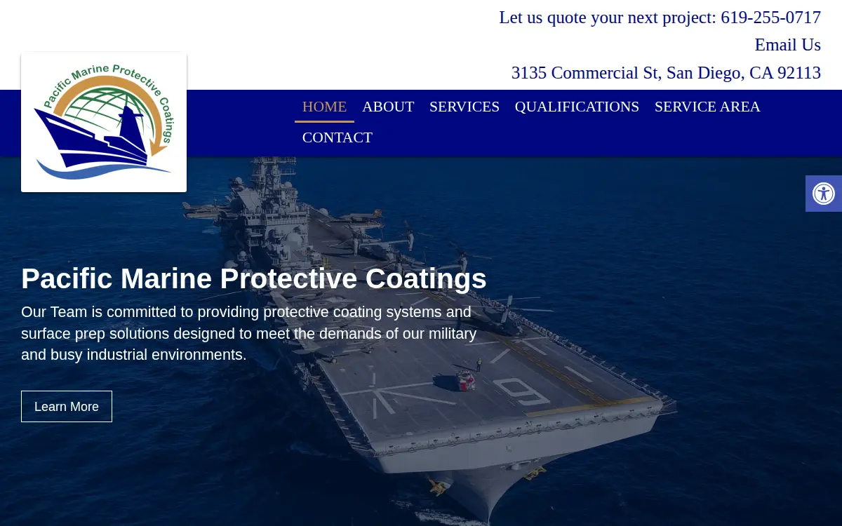 Homepage of Pacific Marine Protective Coatings LLC