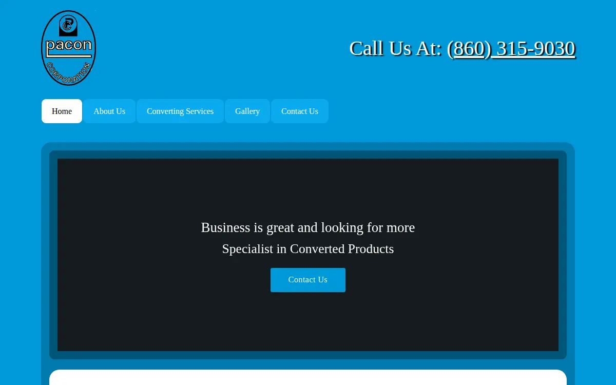 Homepage of Pacon Corporation