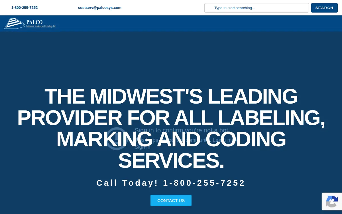 Homepage of Palco Industrial Marking & Labeling INC