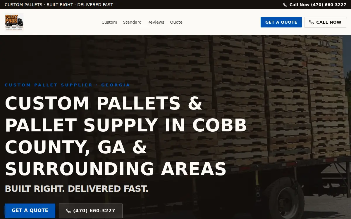 Homepage of Pallet Pros Ga LLC