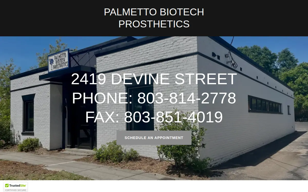 Homepage of Palmetto Biotech Prosthetics & Orthotics LLC