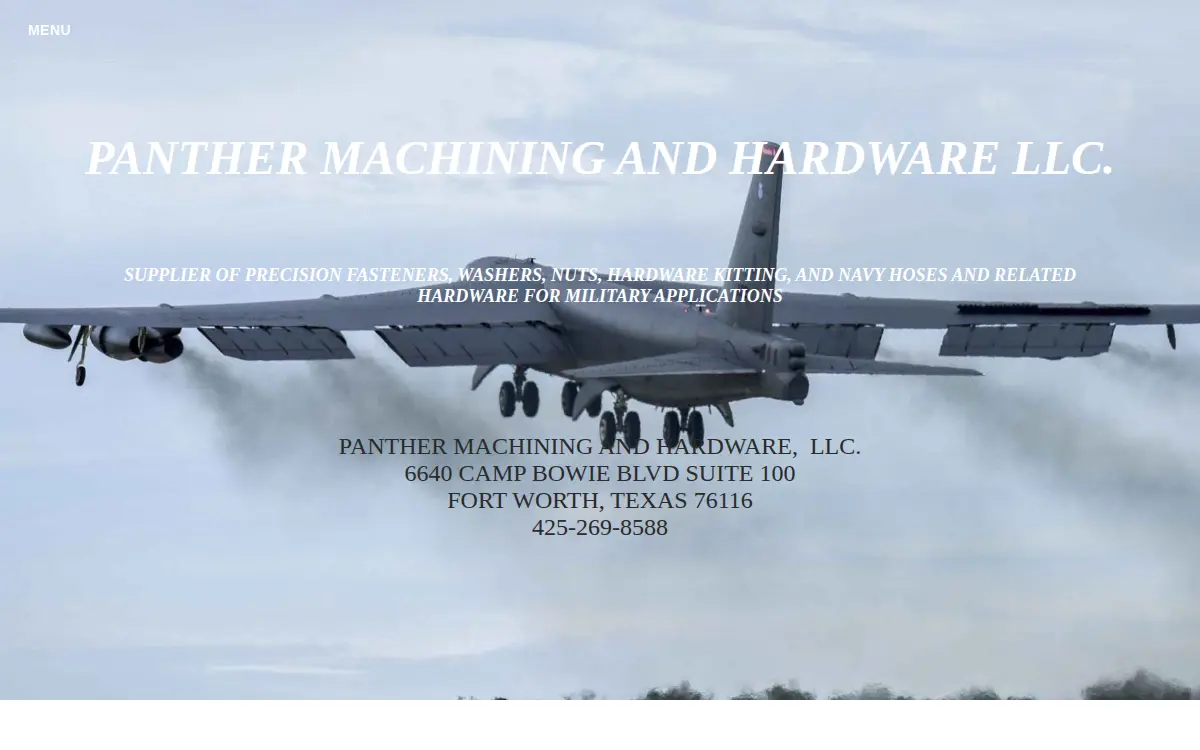 Homepage of Panther Machining and Hardware LLC