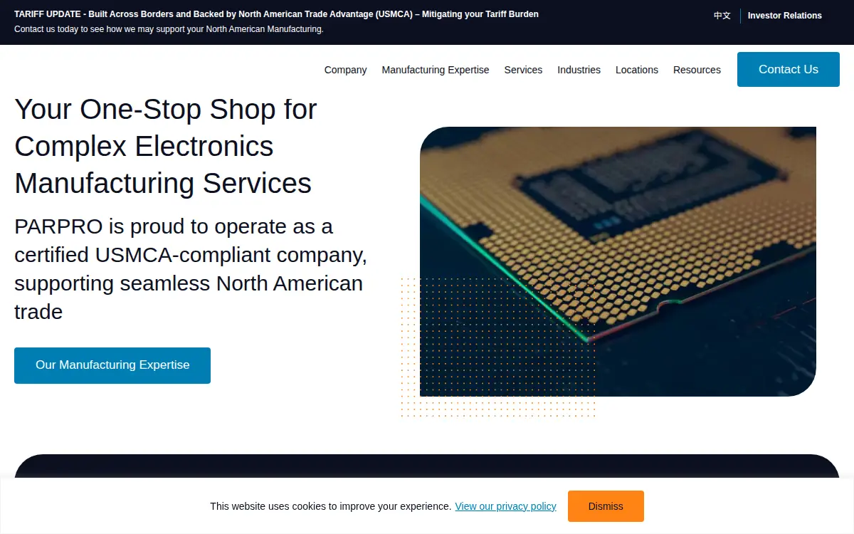 Homepage of Parpro Technologies INC.