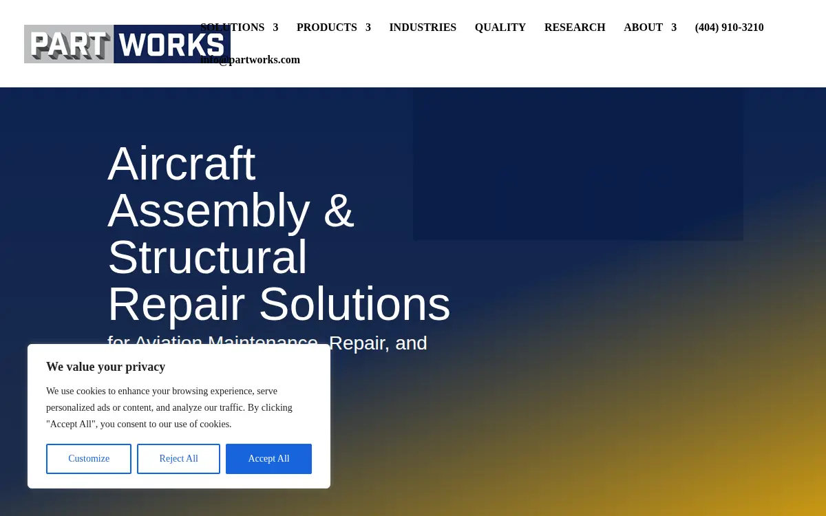 Homepage of Partworks, LLC