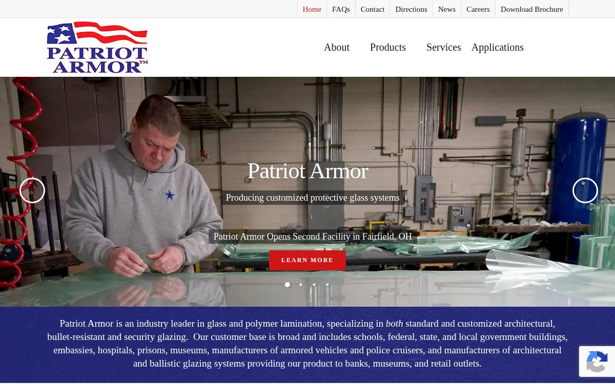 Homepage of Patriot Armored Systems LLC