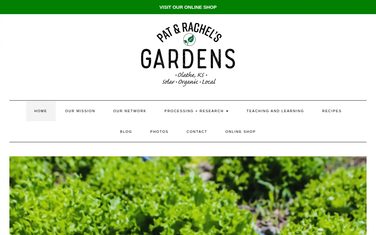 Homepage of Pat & Rachel's Gardens, LLC