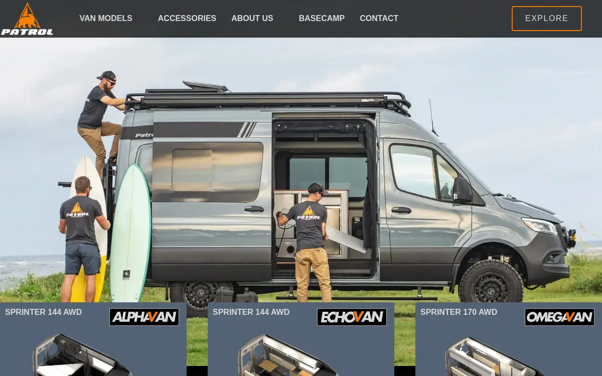 Homepage of Patrol Vans LLC