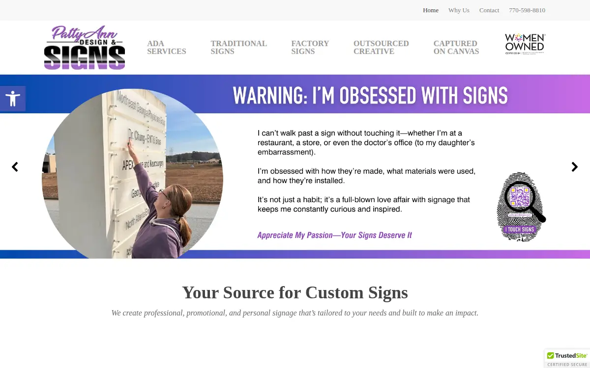 Homepage of Patty Ann Design LLC