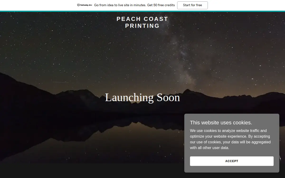 Homepage of Peach Coast Printing LLC