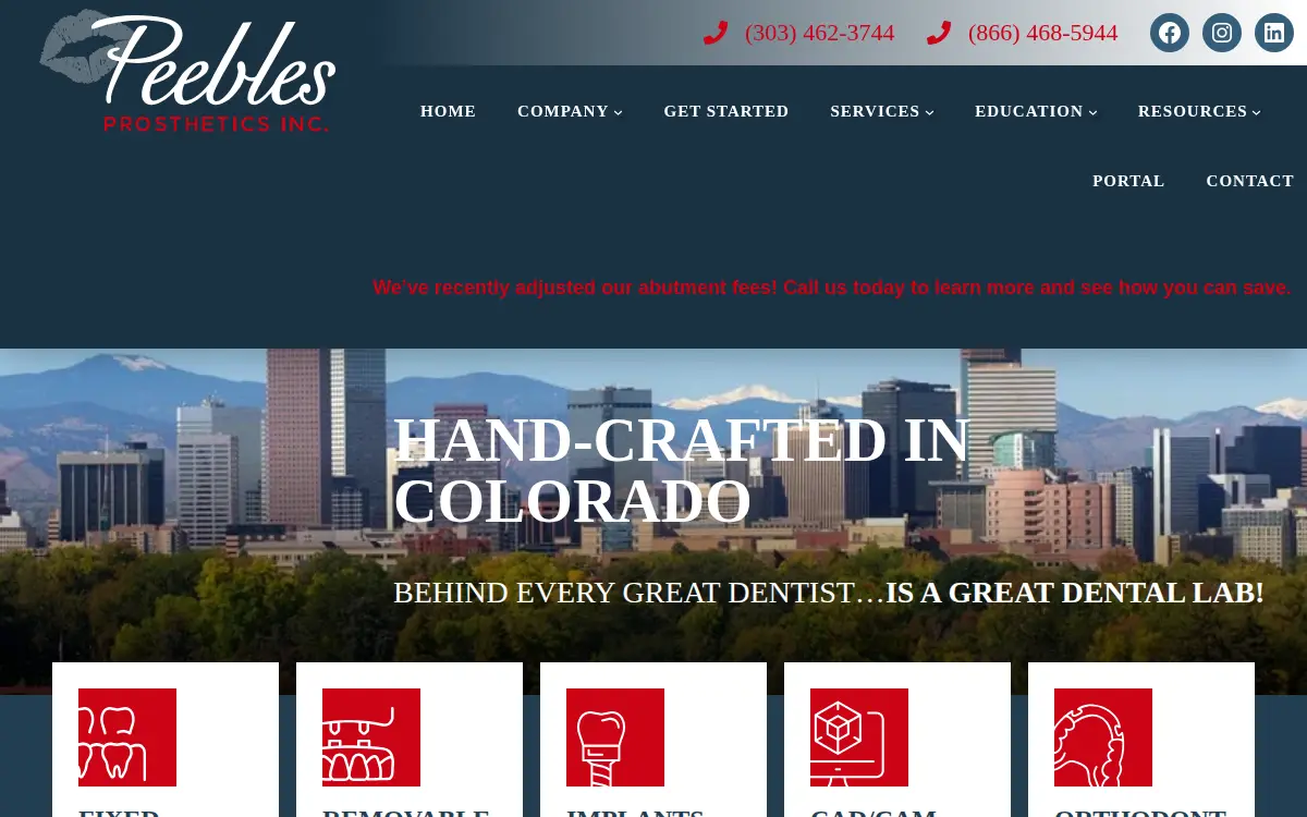 Homepage of Peebles Prosthetics, INC.